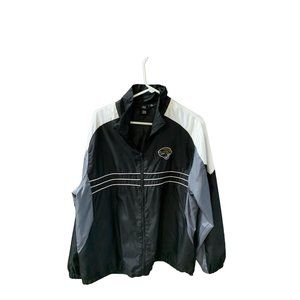 NFL Carolina Panthers Mens Size Large Full Zip WIndbreaker Jacket Coat Black Gra